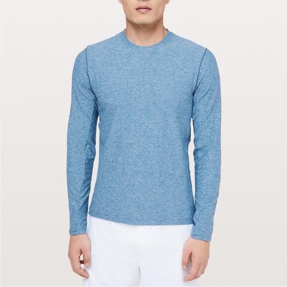 Lululemon Surge Warm Long Sleeve Heathered Pewter Blue Mens Size S